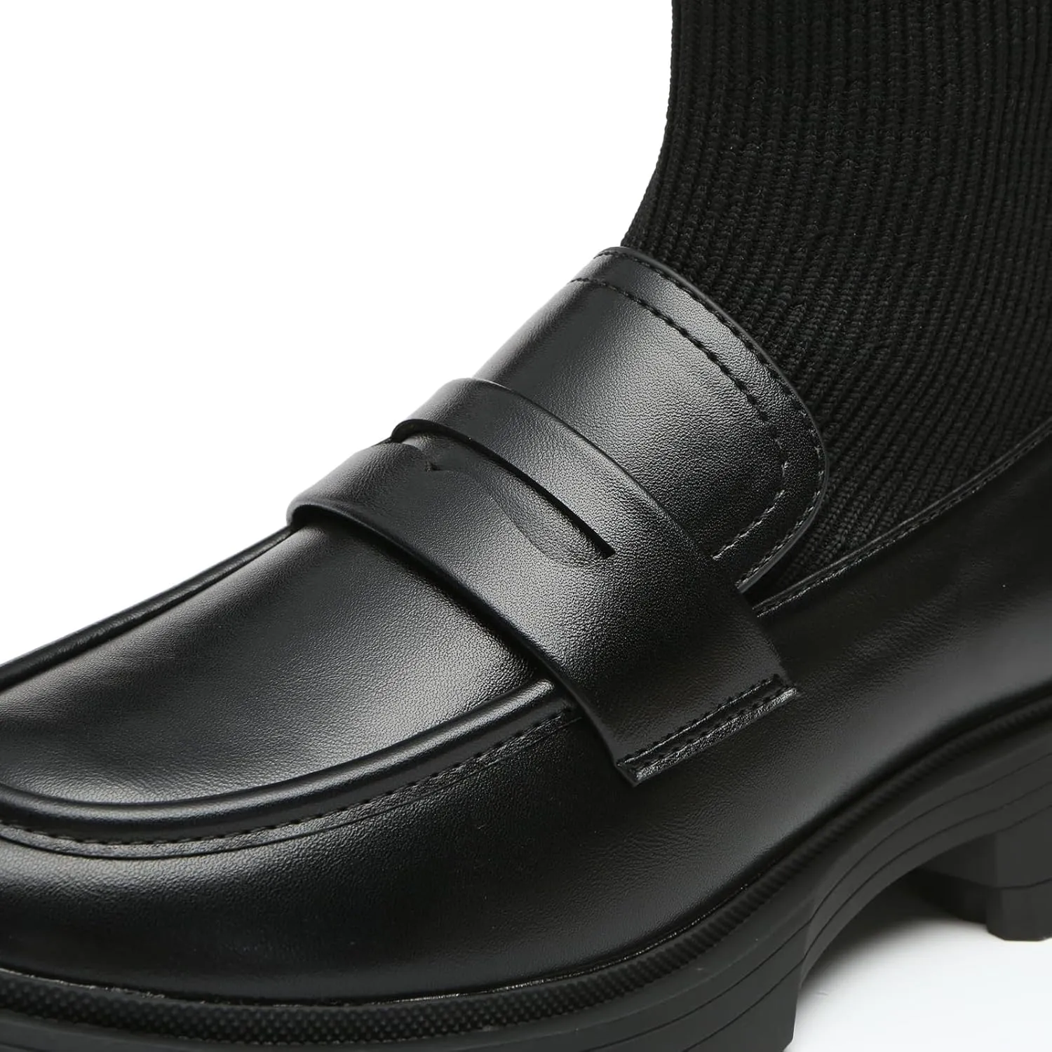 Bernal Women's Platform Chunky Heel Casual Comfortable Loafers School Shoes Slip On Ankle Booties Elastic Gore