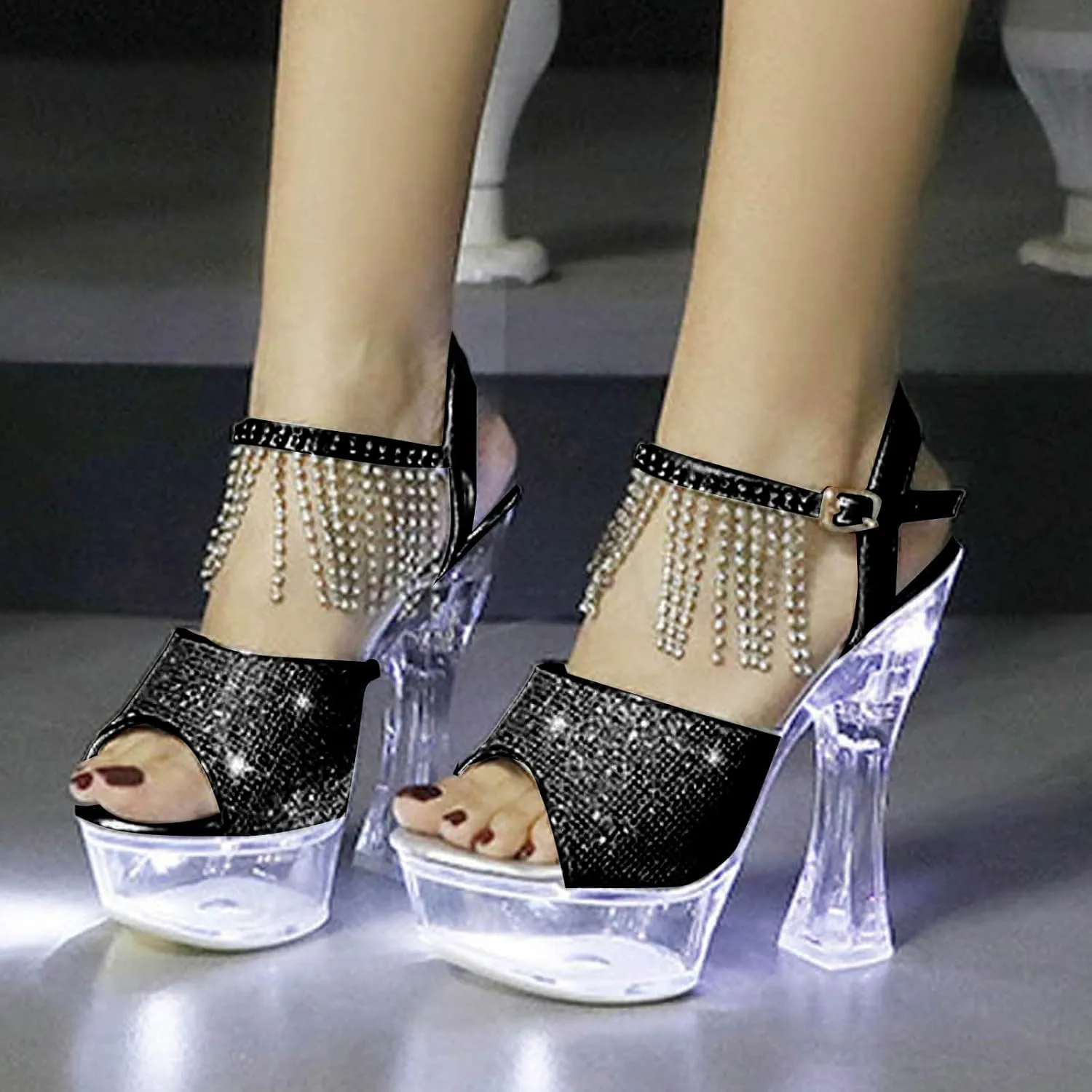 Block Heels For Women Sandals Women'S Chunky Heel Sandals High Heel Men Platform Party High Heels Plus Size Unisex Wedding Party Evening Prom Dance Dress Shoes