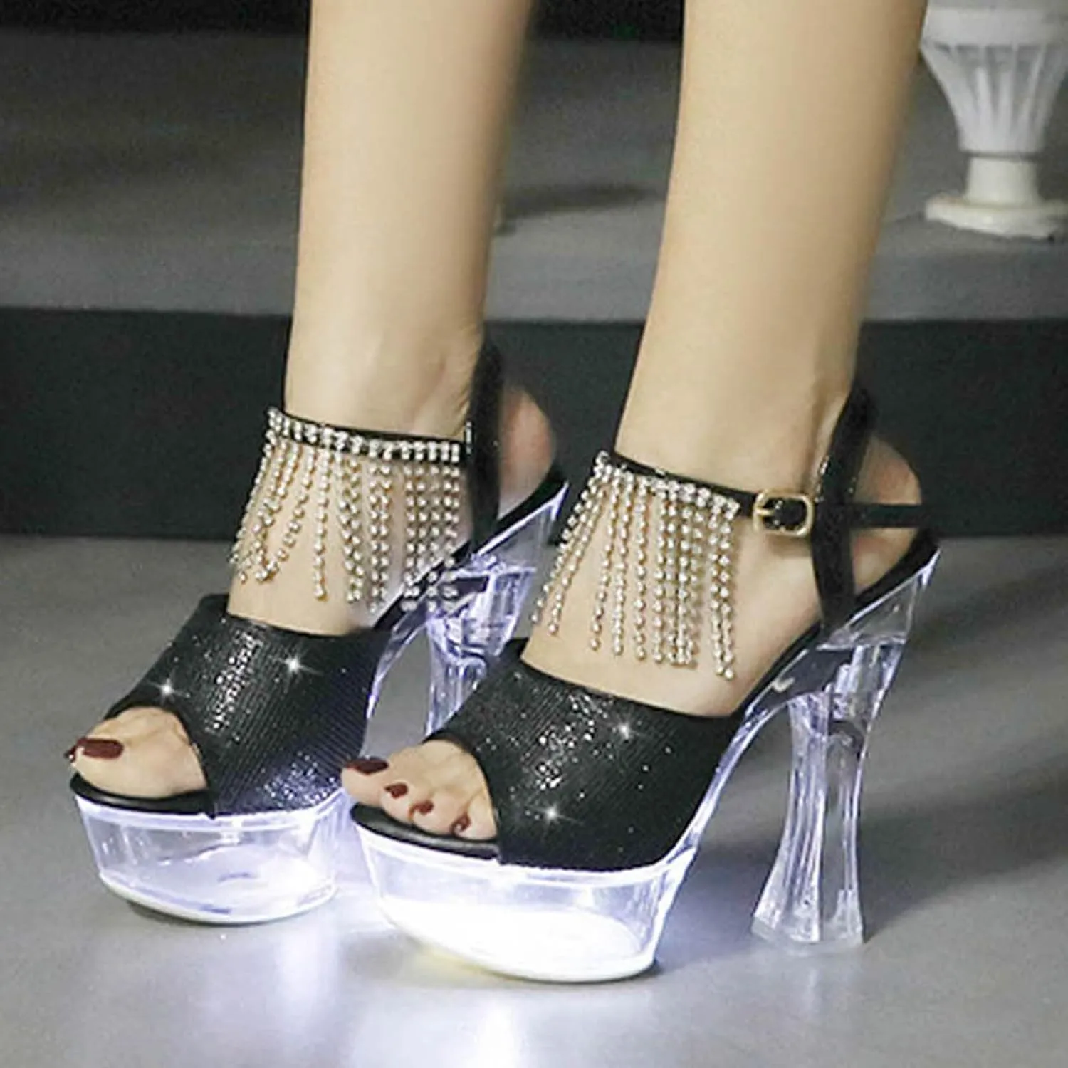 Block Heels For Women Sandals Women'S Chunky Heel Sandals High Heel Men Platform Party High Heels Plus Size Unisex Wedding Party Evening Prom Dance Dress Shoes