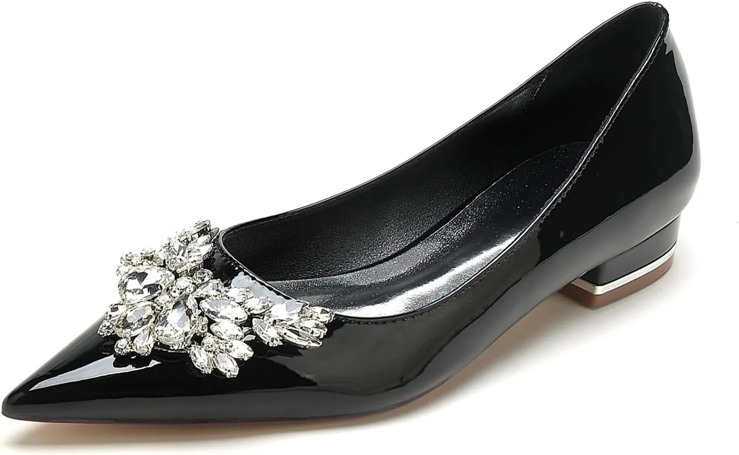 Bride Shoes for Wedding Women's Ballet Flats Comfort Slip on Flat Shoes Crystal Wedding Dress Flats 2.5Cm