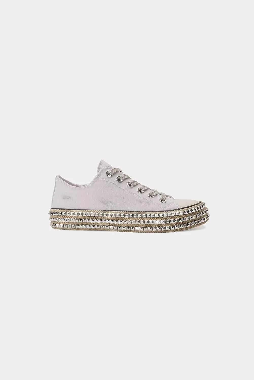 Canvas Sneakers Studded Rhinestone Side Shoes Lace Up Fashion Shoes Casual Platform Ankle Boots for Women Girls