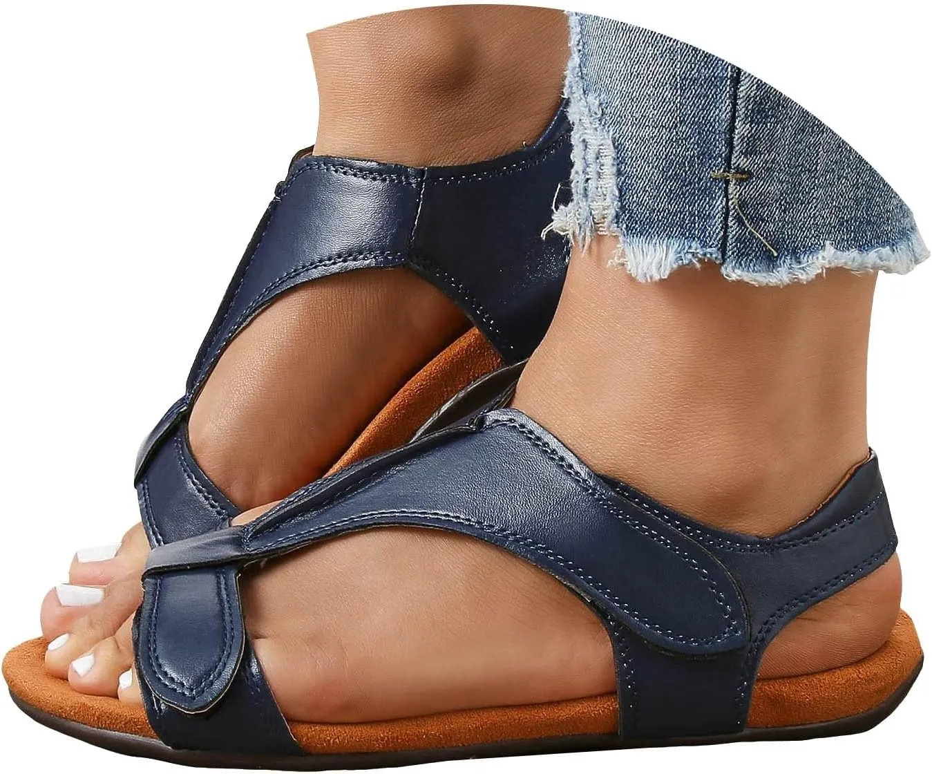 Cathalem Women's Comfy Orthotic Sandals 2024 Flat Arch Massage Casual Beach Sandals Womens Arch Support Flat Sandals