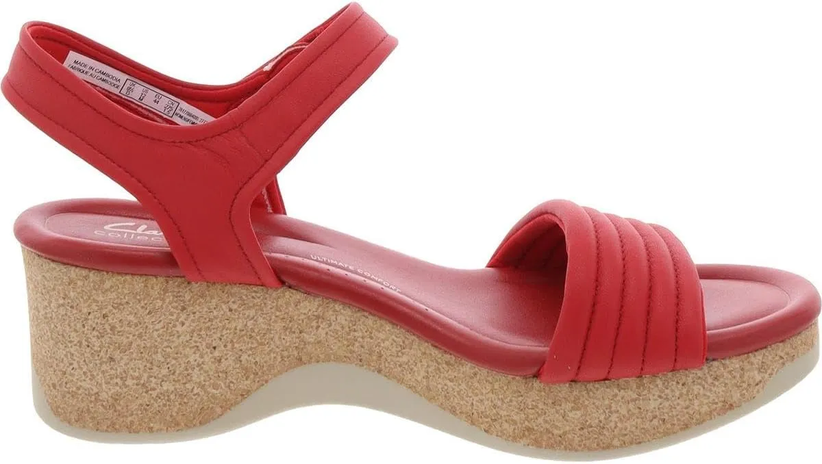 Clarks Womens Chelseah Gem Cork Leather Ankle Strap