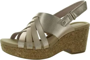 Clarks Womens Giselle Ivy Cork Platforms Slingback Sandals
