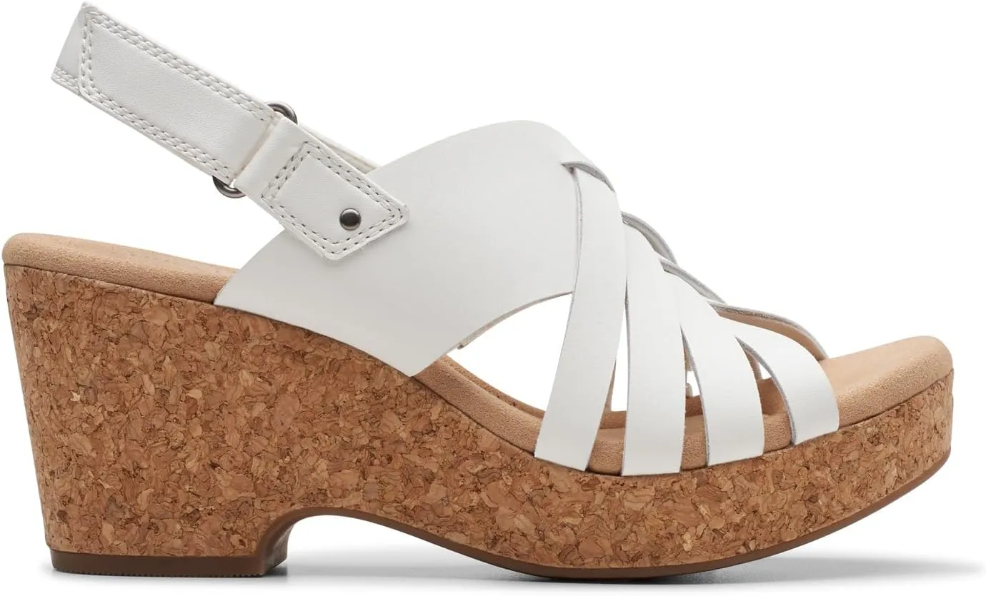 Clarks Womens Giselle Ivy Cork Platforms Slingback Sandals