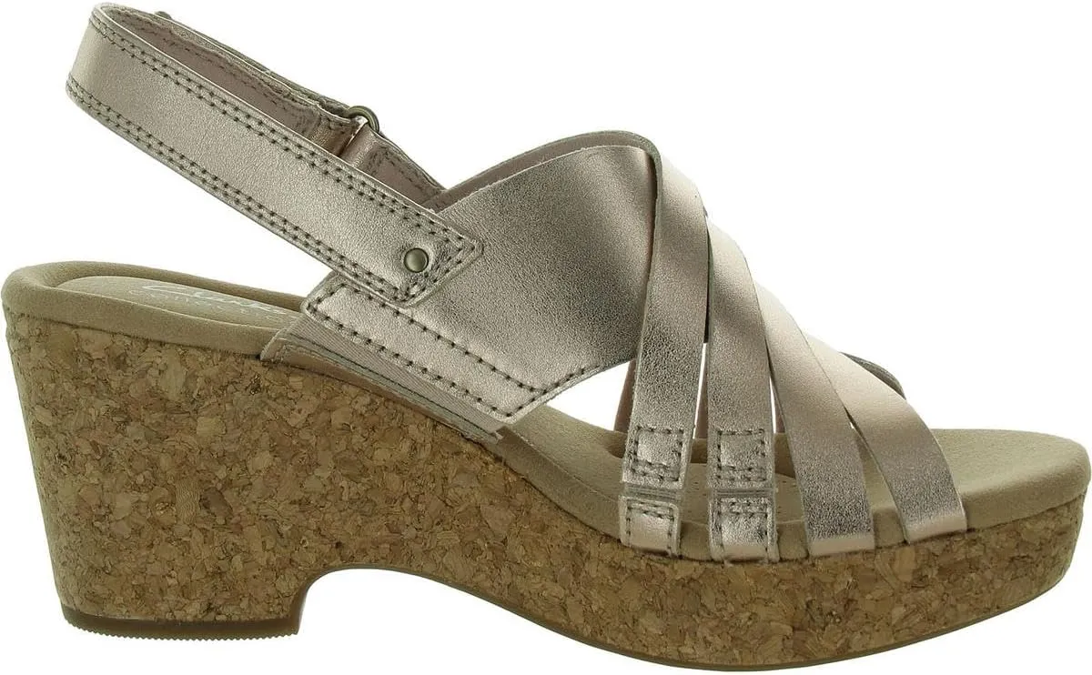 Clarks Womens Giselle Ivy Cork Platforms Slingback Sandals