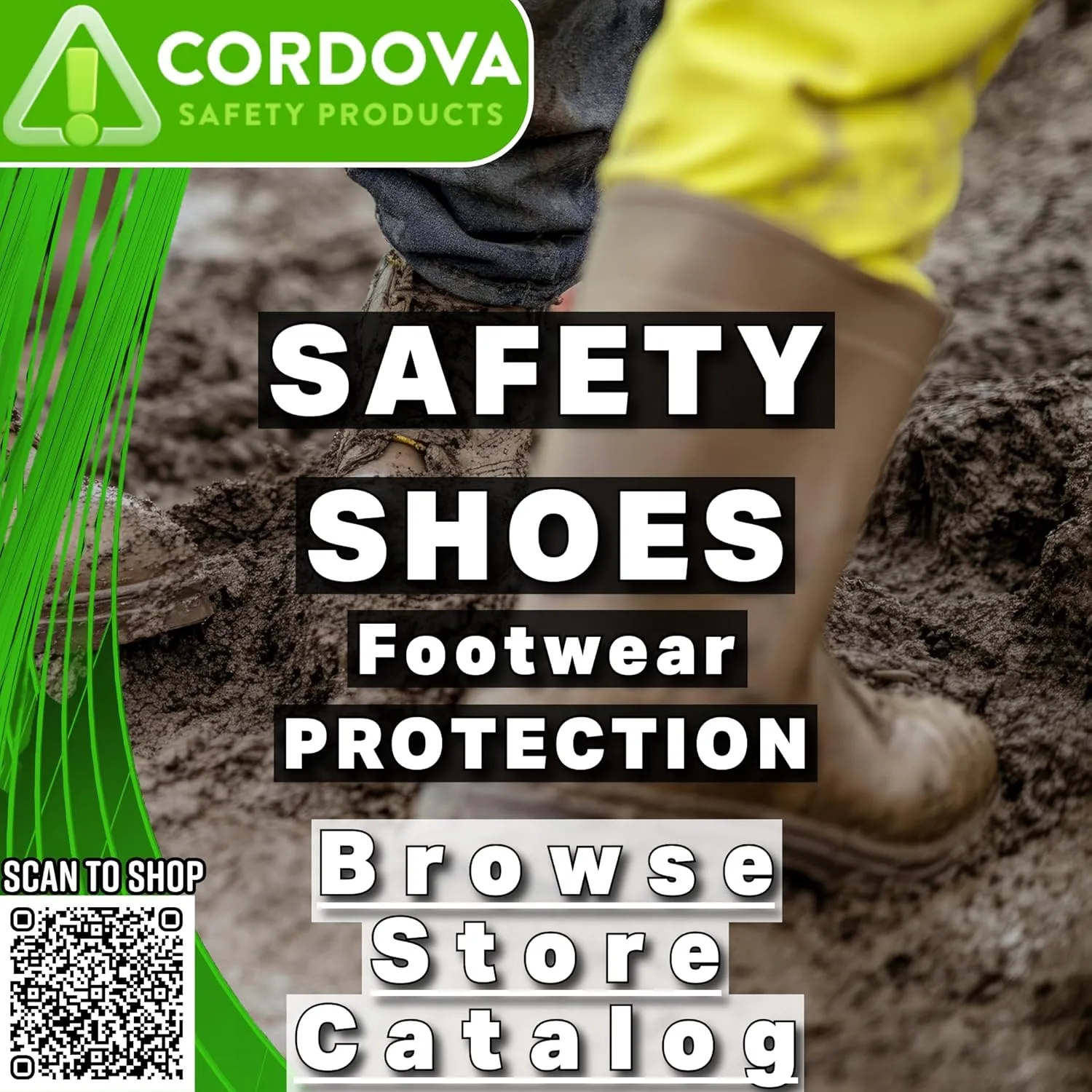 Cordova BYS17 Hi-Vis Cotton-Lined Rubber Slush Boots, 17-Inch Length, Ozone Resistant, Adjustable Top Strap, Size 14
