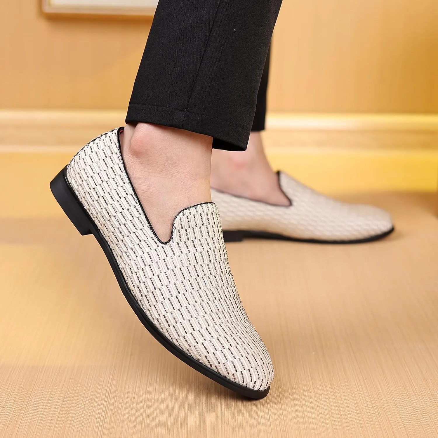 COSIDRAM Men's Dress Loafers Classic Tuxedo Suit Moccasins Comfort Slip On Casual Shoes