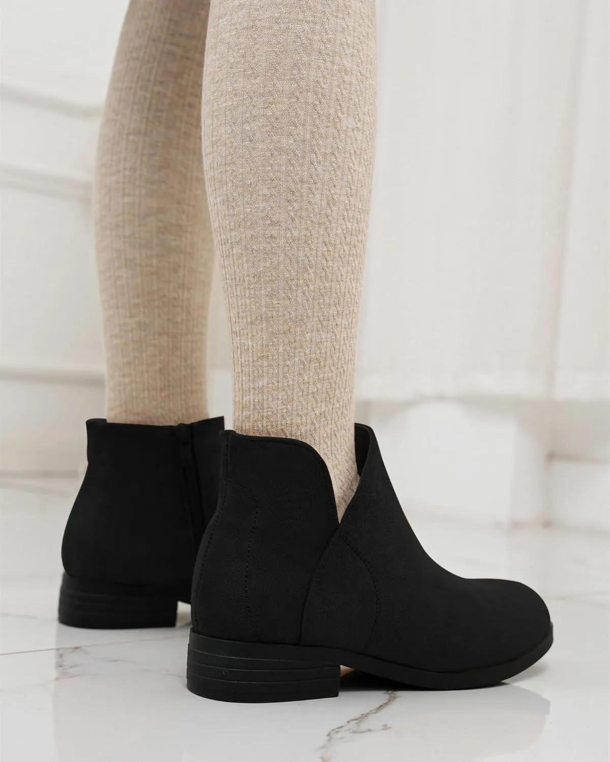 Coutgo Girls V Cutout Ankle Boots Chunky Low Heels Zipper Dress Booties for Toddler/Little/Big Kid