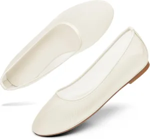 Coutgo Womens Mesh Ballet Flats Slip on Ballerina Flats Comfortable Casual Work Dress Shoes