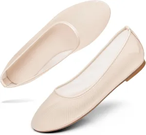 Coutgo Womens Mesh Ballet Flats Slip on Ballerina Flats Comfortable Casual Work Dress Shoes