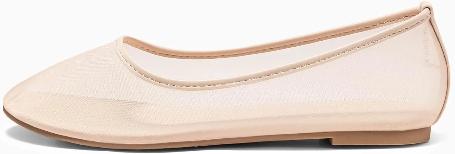 Coutgo Womens Mesh Ballet Flats Slip on Ballerina Flats Comfortable Casual Work Dress Shoes