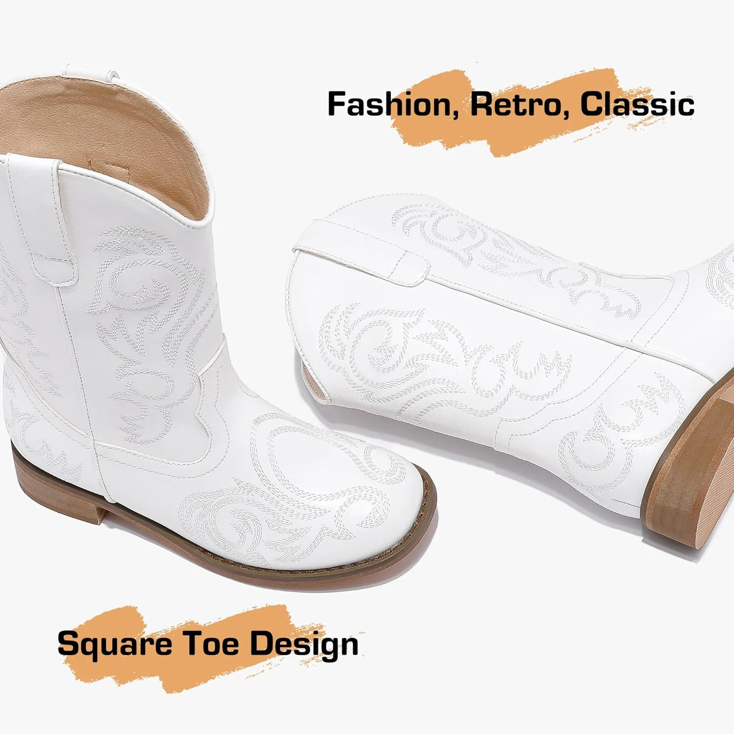 Cowboy Boots for Girls Boys Kids Cowgirl Riding Boots Square Toe Western Embroidery Mid-Calf Birthday Party Toddler Big Kid