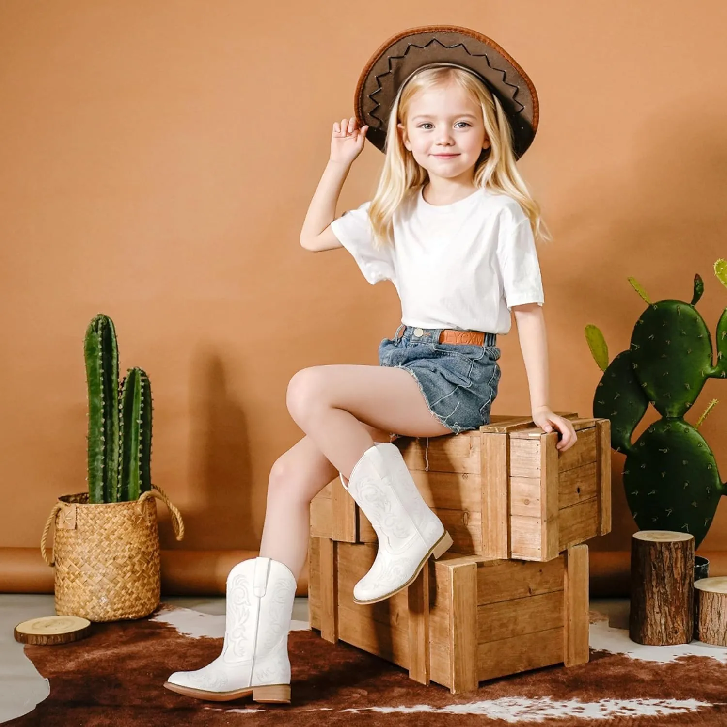 Cowboy Boots for Girls Boys Kids Cowgirl Riding Boots Square Toe Western Embroidery Mid-Calf Birthday Party Toddler Big Kid