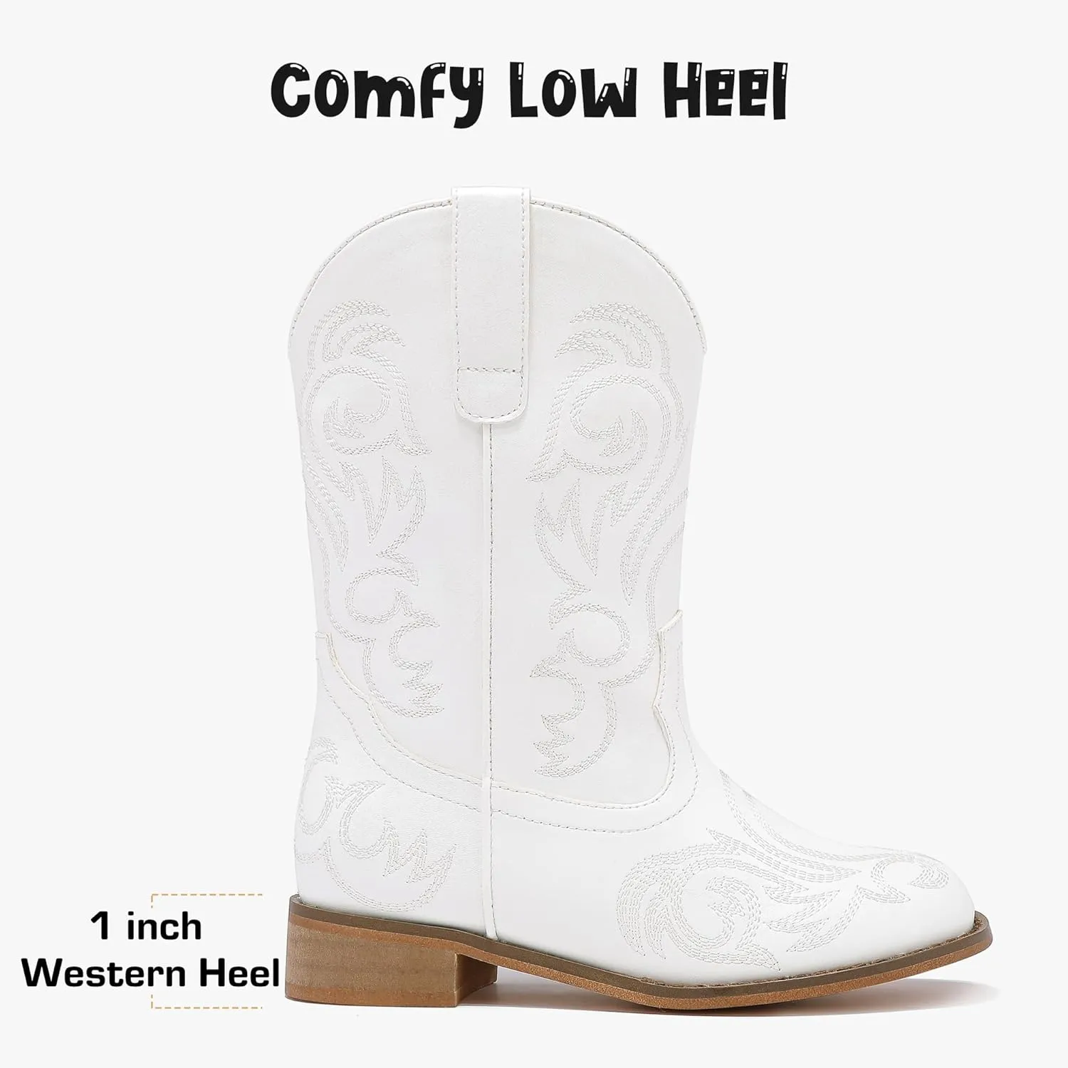 Cowboy Boots for Girls Boys Kids Cowgirl Riding Boots Square Toe Western Embroidery Mid-Calf Birthday Party Toddler Big Kid
