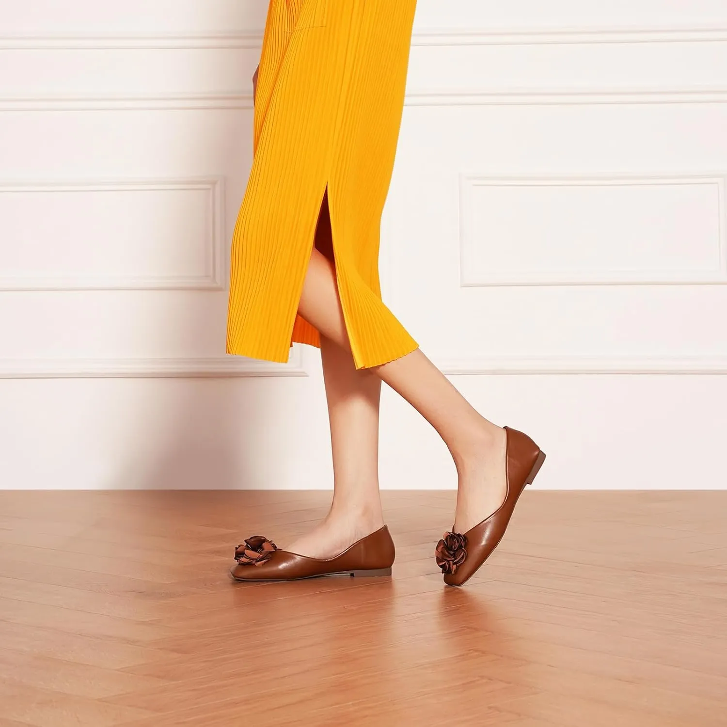 C.Paravano Ballet Flats for Women | Womens Flats Shoes | Square Toe Flats| Women's Flats | Slip On Dress Shoes | Flower Shoes