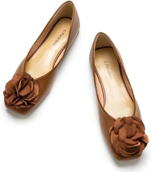 C.Paravano Ballet Flats for Women | Womens Flats Shoes | Square Toe Flats| Women's Flats | Slip On Dress Shoes | Flower Shoes