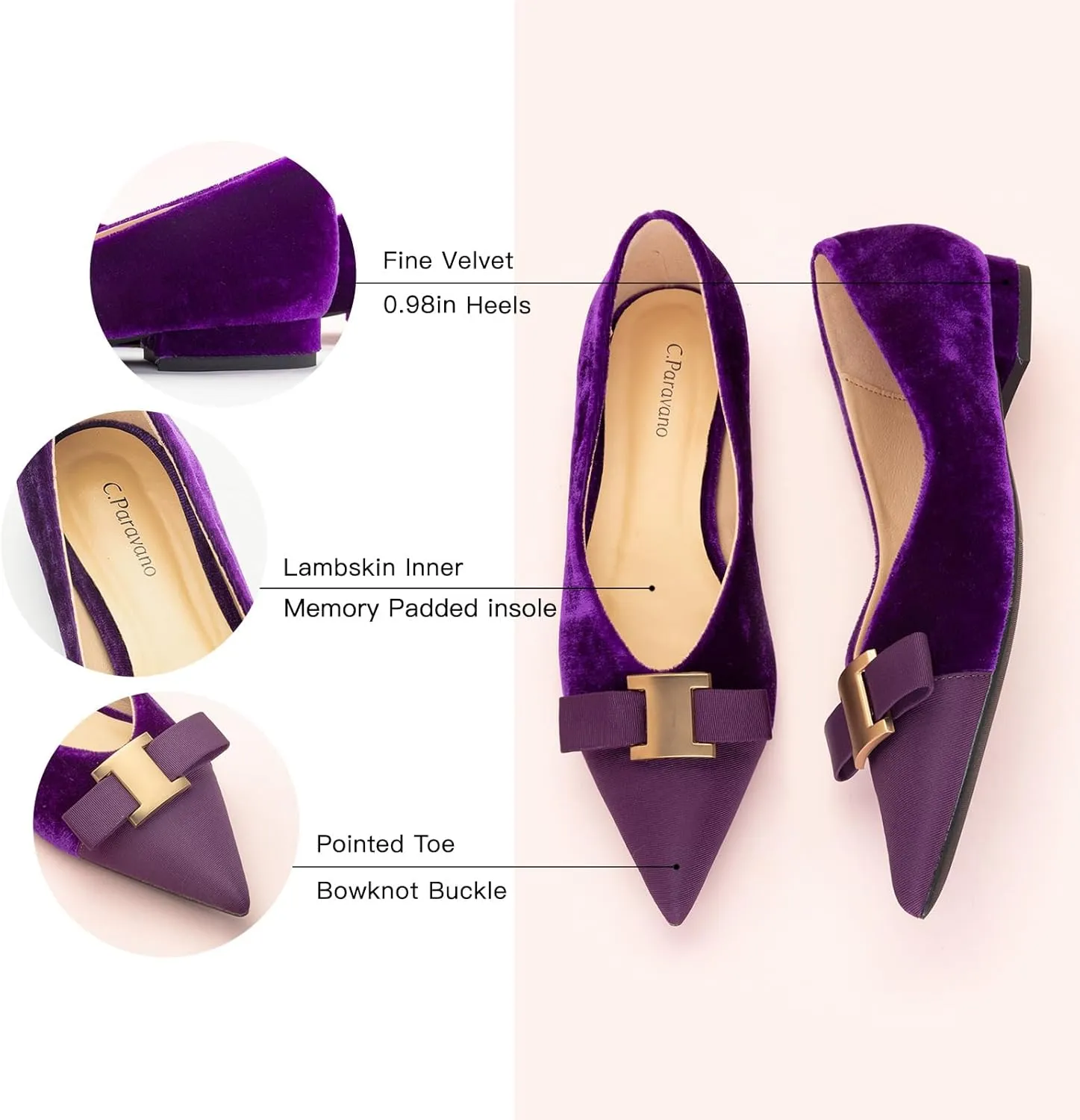 C.Paravano Women’s Flats I Flat for Women Leather I Pointed Toe Flats I Ballet Flats for Women I Slip on Dressy Flats