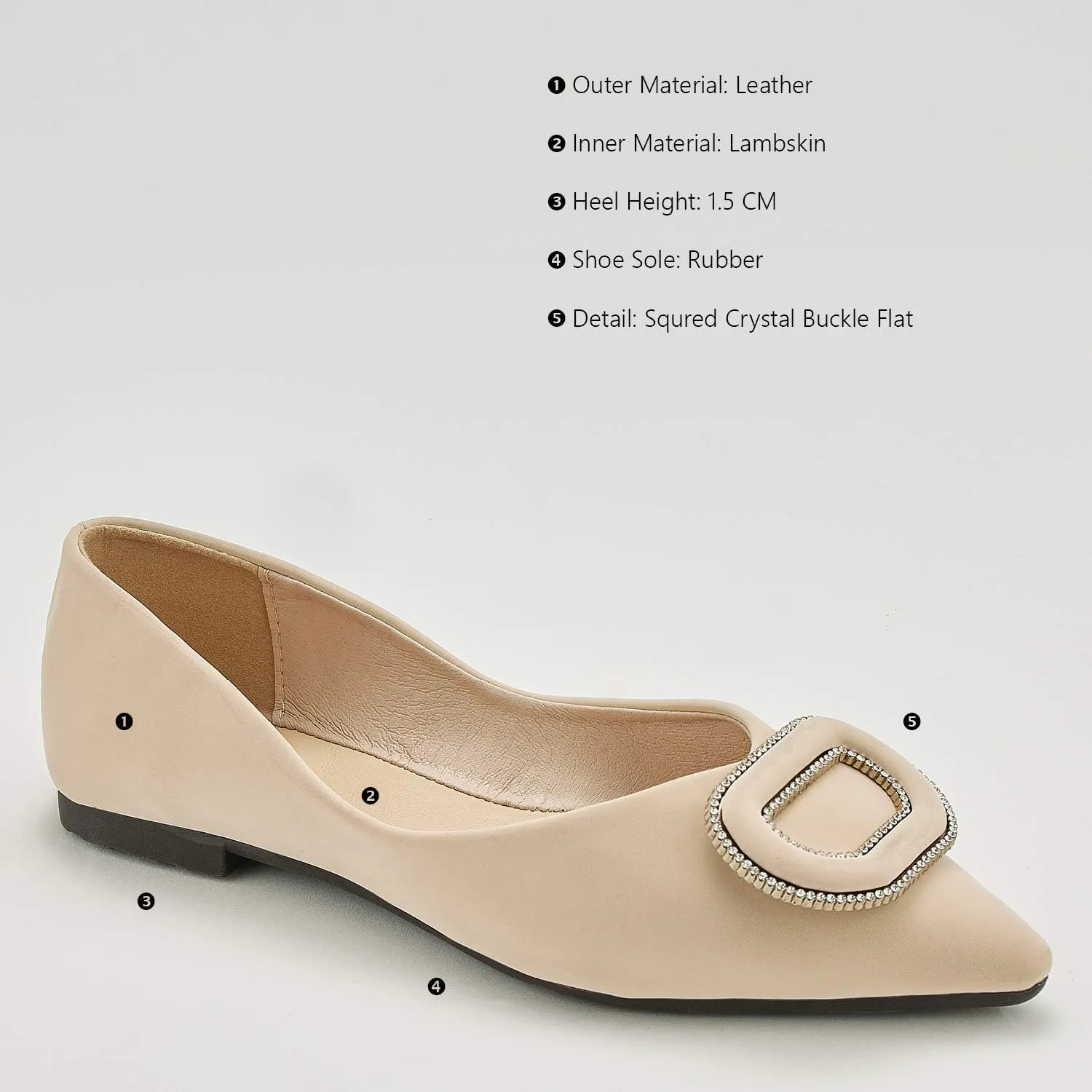 C.Paravano Women's Flats Pointed Toe Flats for Women Designer Ballet Flats Leather Flats Shoes for Women Dressy Casual Work Office Party Shoes