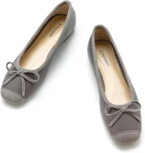 C.Paravano Women's Flats with Bowknot | Casual Slip On Dress Shoes | Comfortable Square Toe Shoes | Women Ballet Flats for Wedding Work Office Business