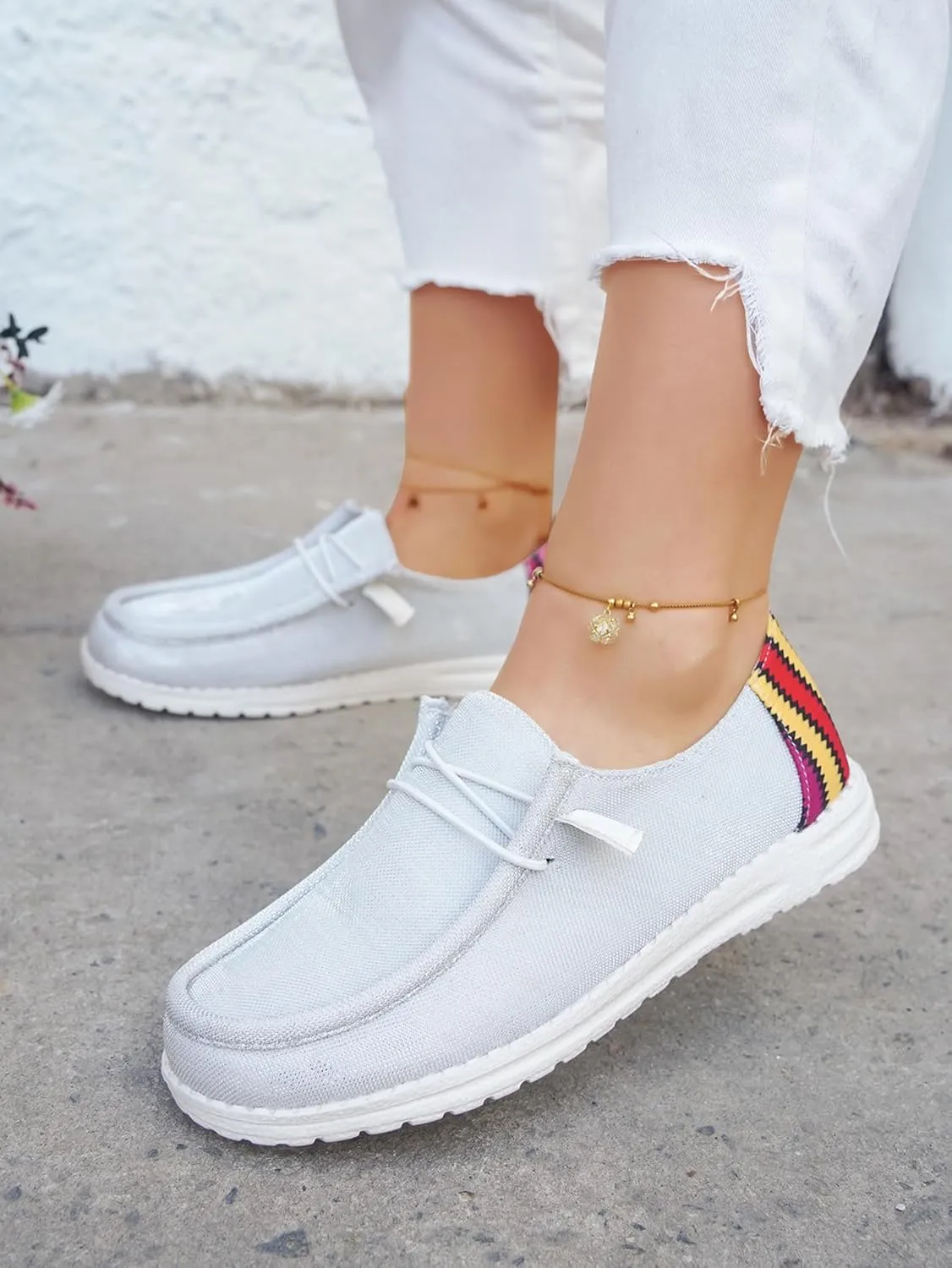 Dark Color Mesh Upper Canvas Loafers Elastic Strips Closure Slip-on Sneakers Casual Comfort Boat Shoes Ultralight Breathable Sports Shoes for Women/Men Adults/Teenagers, Couple Shoes, Blue/Grey/Rose