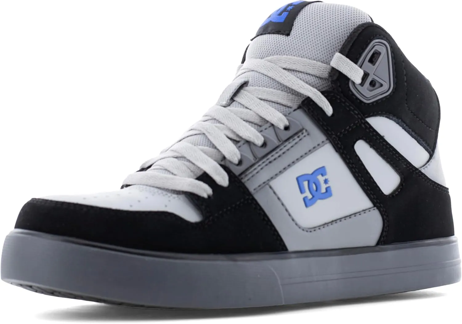 DC Men's Pure Work Black, Gray and Blue Composite Toe Boots Construction Shoe