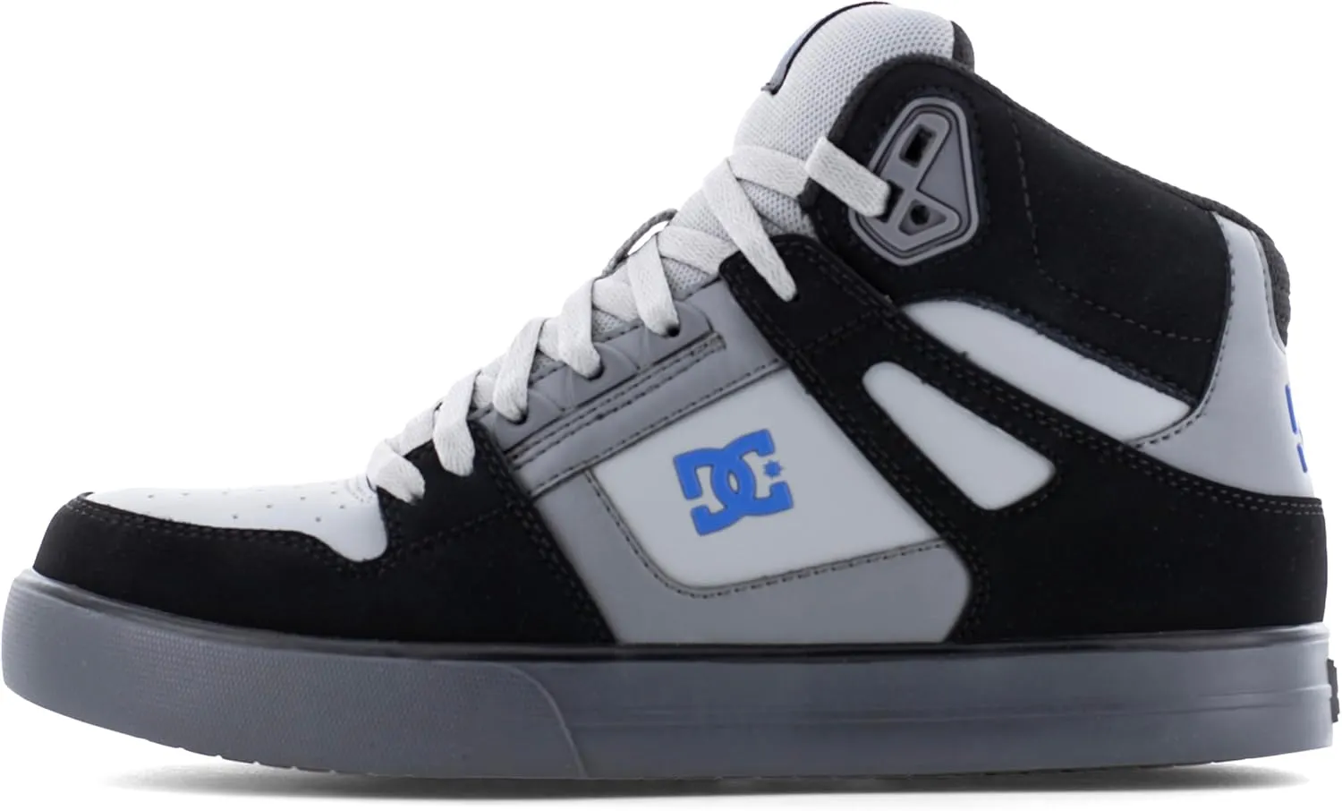 DC Men's Pure Work Black, Gray and Blue Composite Toe Boots Construction Shoe
