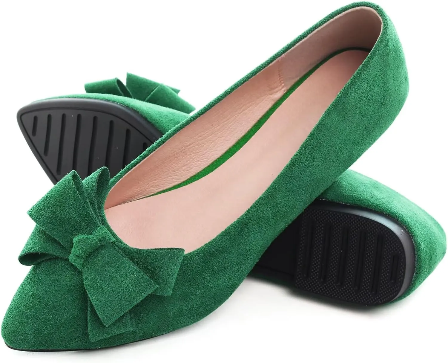 Dear Time Women's Bowknot Flats Shoes Elegant Ballet Dressy Shoes Slip-On Loafers for Work Flats