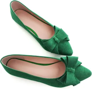 Dear Time Women's Bowknot Flats Shoes Elegant Ballet Dressy Shoes Slip-On Loafers for Work Flats