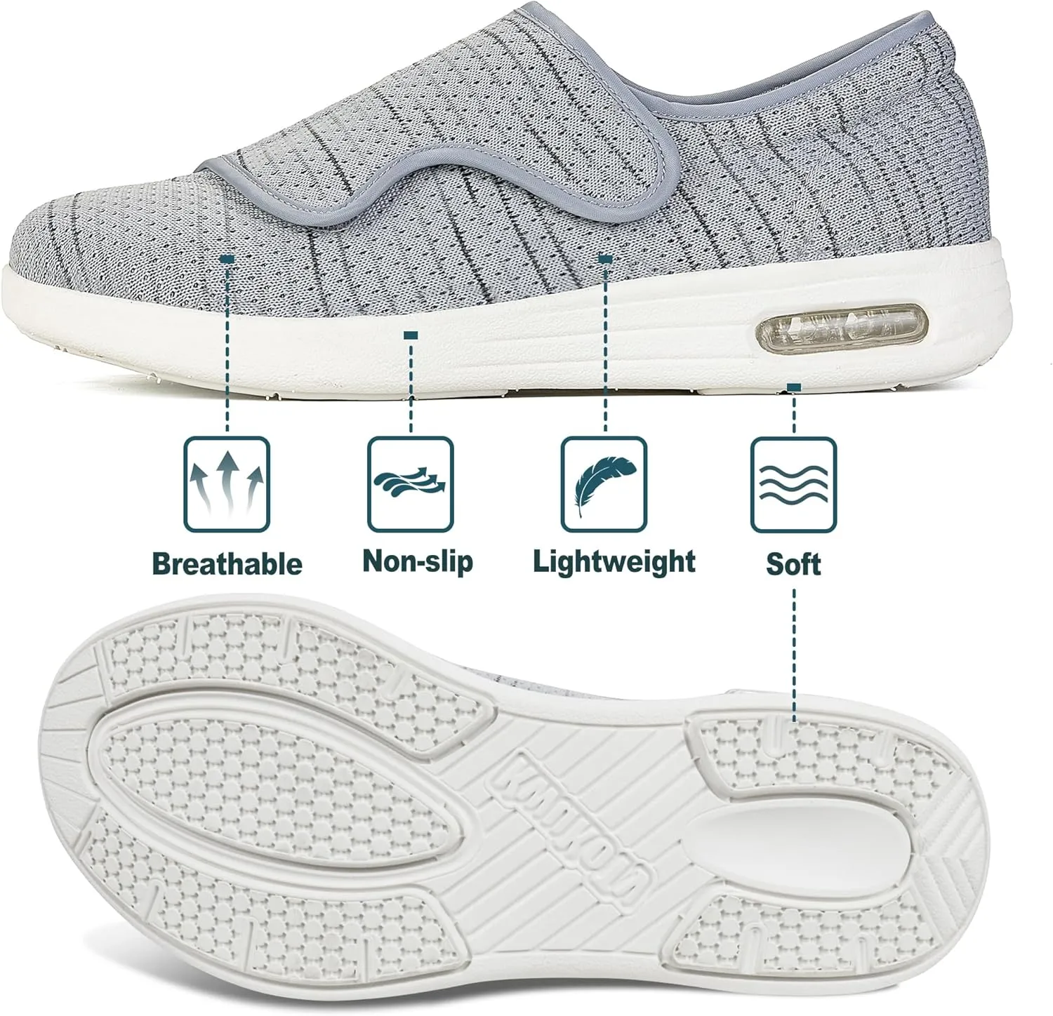 Diabetic Shoes for Men Wide Width Orthopedic Slip-on Shoes Adjustable Closure Walking Sneakers for Foot Pain Relief Swollen Feet