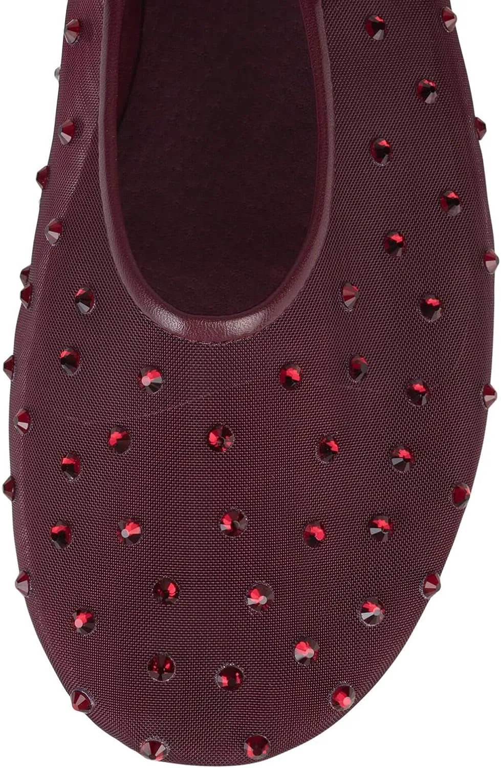 Divanne Mesh Ballet Flats for Women, Rhinestone Ballerina Shoes Crystal-Embellished Mary Jane Flats Mesh Flat Shoes