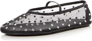 Divanne Mesh Ballet Flats for Women, Rhinestone Ballerina Shoes Crystal-Embellished Mary Jane Flats Mesh Flat Shoes