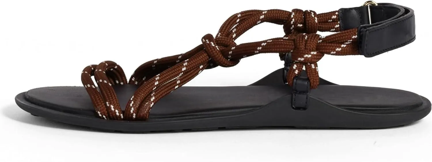 DOEYG Rope Flat Sandals for Women Beach Open Toe Thong Sandals Comfortable Dressy Summer Slip On Slide Sandals with Adjustable Buckle Strap
