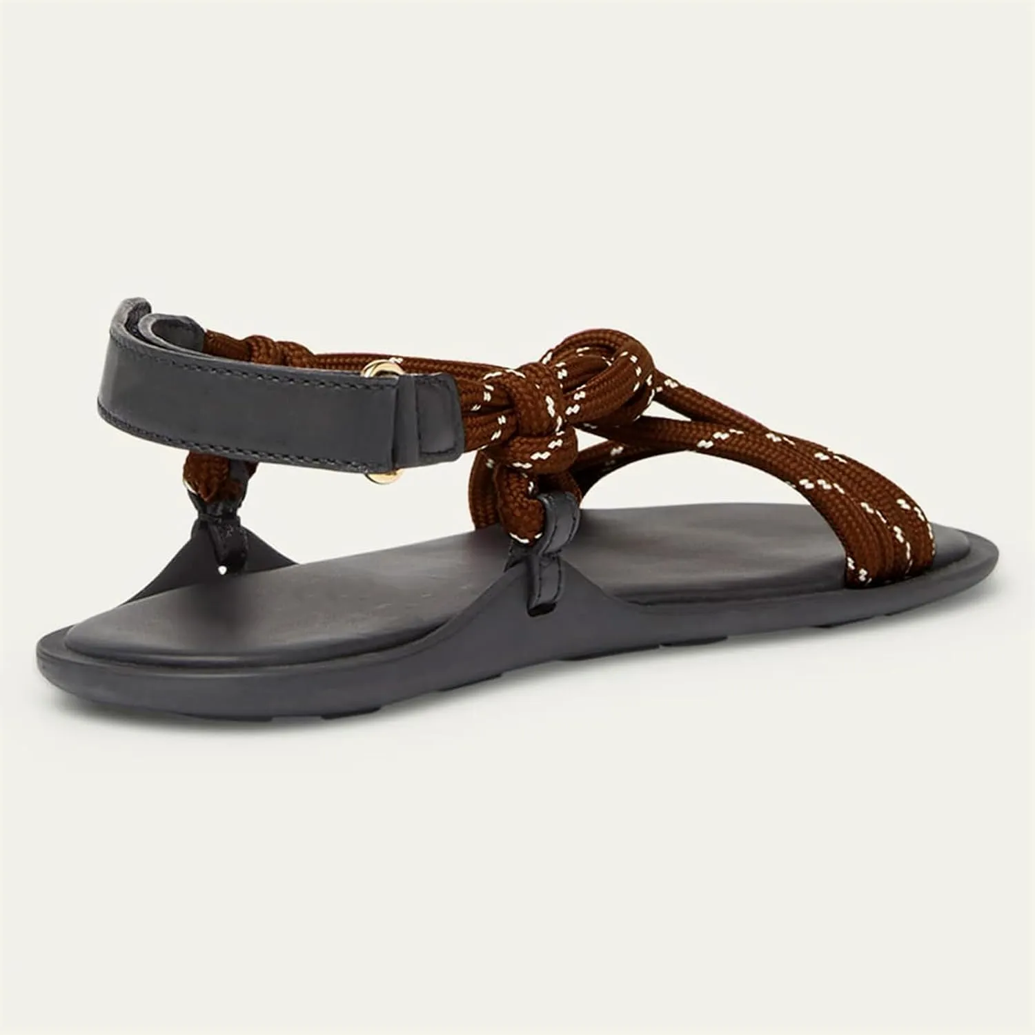 DOEYG Rope Flat Sandals for Women Beach Open Toe Thong Sandals Comfortable Dressy Summer Slip On Slide Sandals with Adjustable Buckle Strap