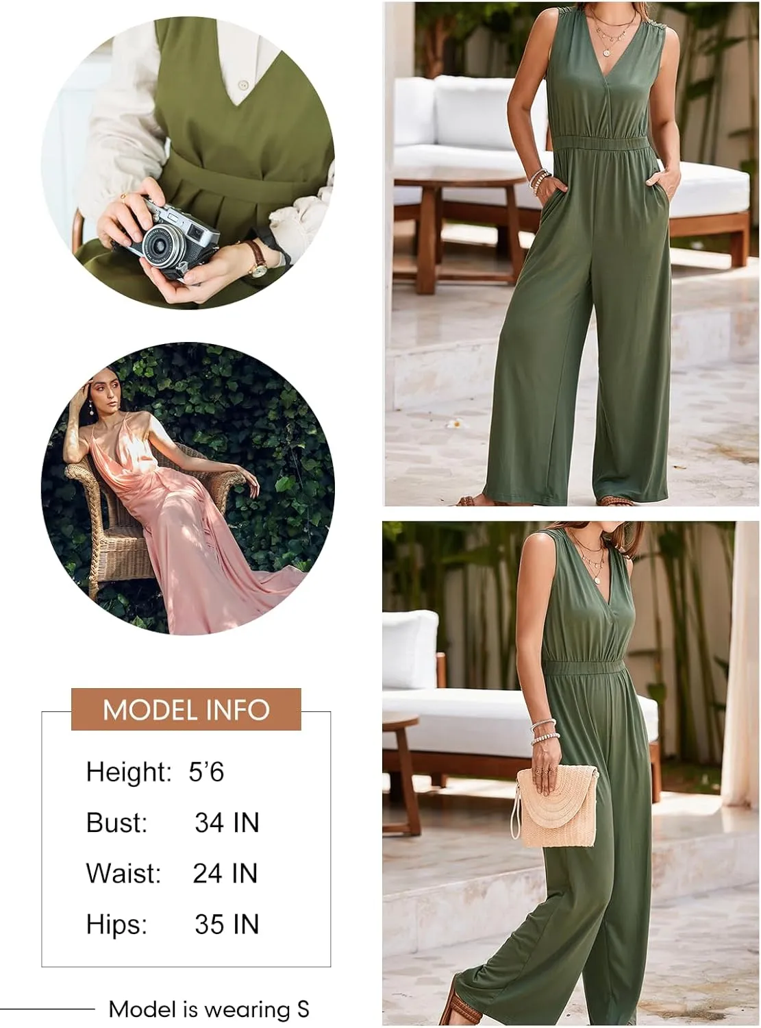 Dokotoo Sleeveless Jumpsuit Wrapped V Neck Elegant for Womens Dressy Casual 2025 One Piece Romper Outfits