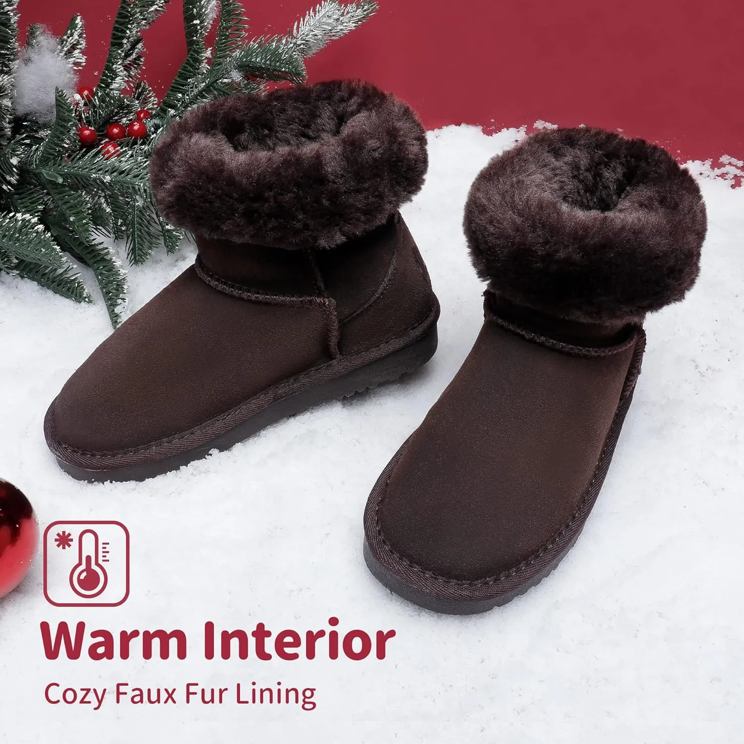 DREAM PAIRS Girls Boys Boots Kids Faux Fur Lined Winter Snow FuzzyClassic Kid's Mid Boot