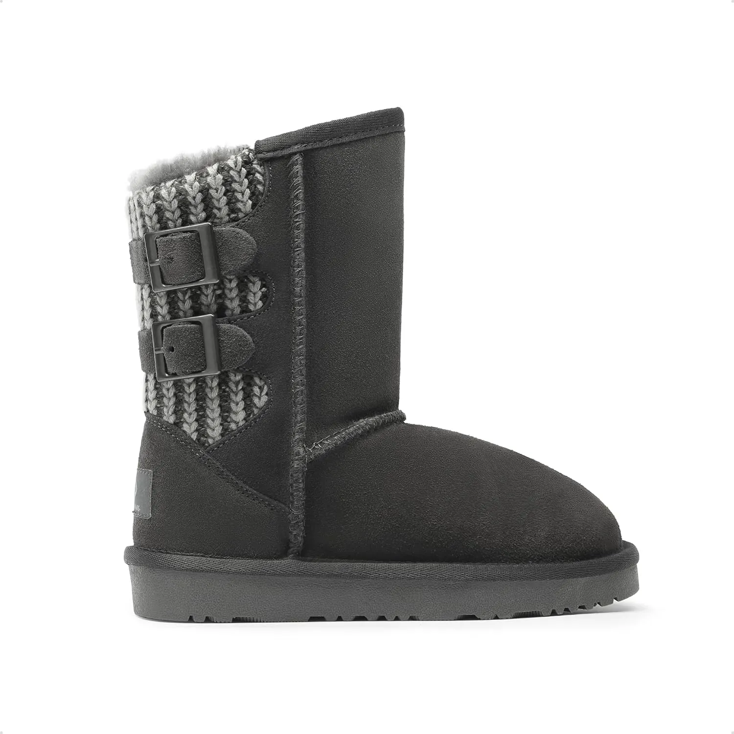 DREAM PAIRS Girls Boys Winter Boots Faux Fur Lined Mid Calf Kids Snow Tall Shoes FuzzyChic Kid's Buckle for Little Kid/Big Kid