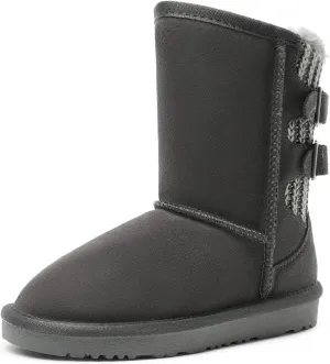 DREAM PAIRS Girls Boys Winter Boots Faux Fur Lined Mid Calf Kids Snow Tall Shoes FuzzyChic Kid's Buckle for Little Kid/Big Kid