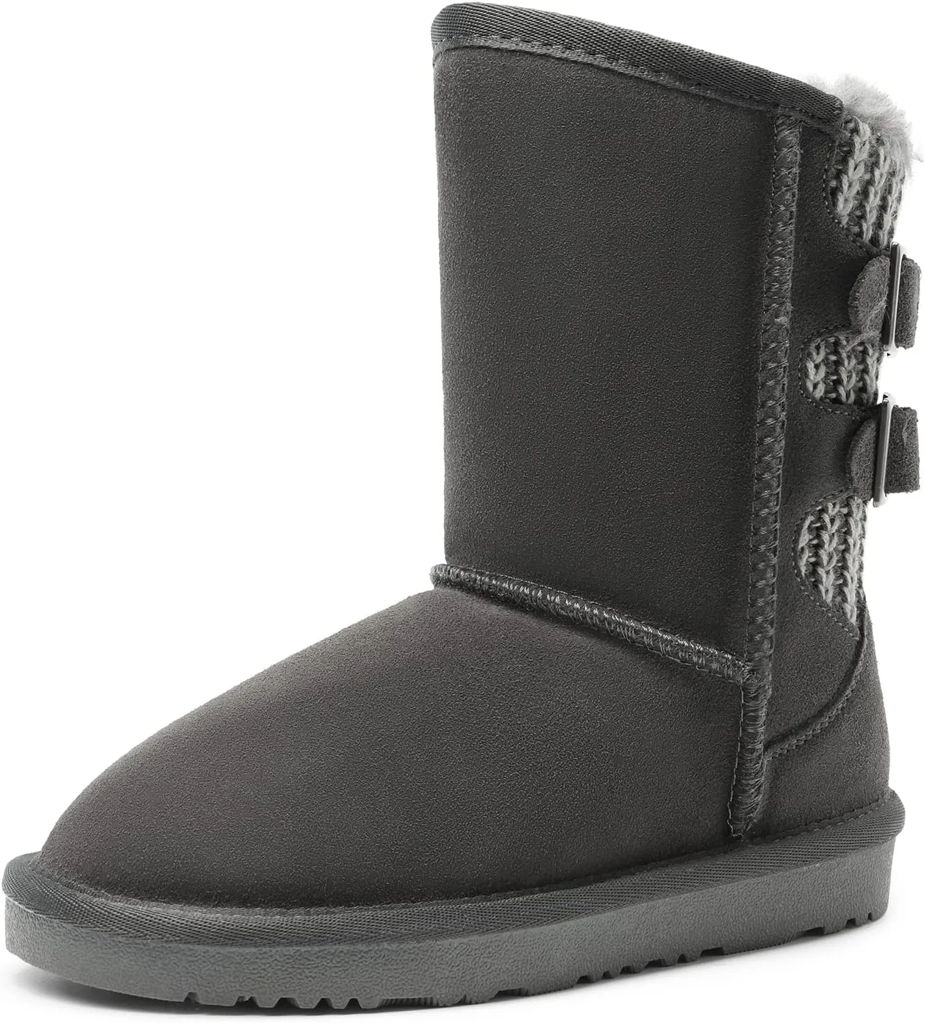 DREAM PAIRS Girls Boys Winter Boots Faux Fur Lined Mid Calf Kids Snow Tall Shoes FuzzyChic Kid's Buckle for Little Kid/Big Kid