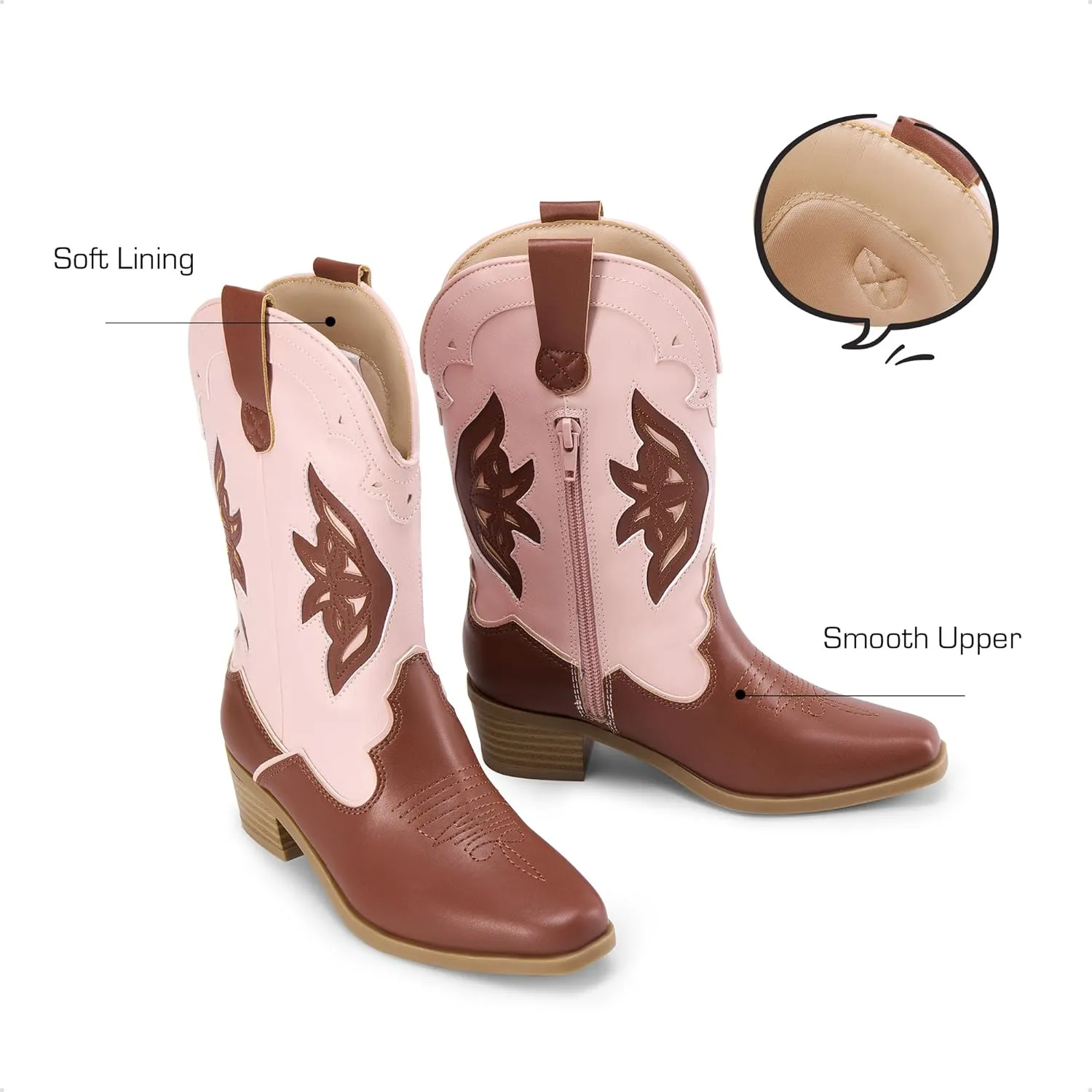 DREAM PAIRS Girls Cowgirl Cowboy Boots Western Fashion Mid Calf Boots