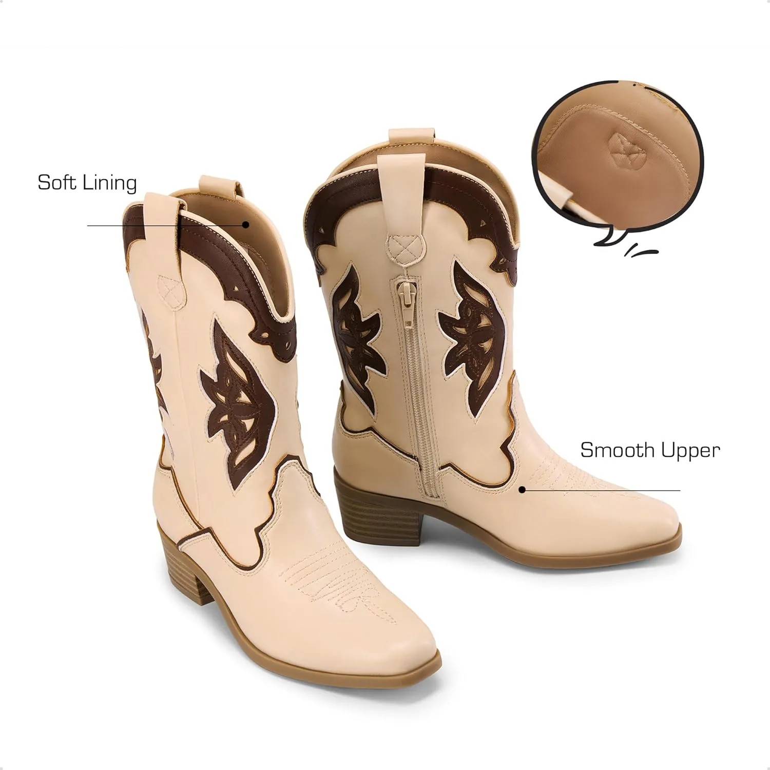 DREAM PAIRS Girls Cowgirl Cowboy Boots Western Fashion Mid Calf Boots