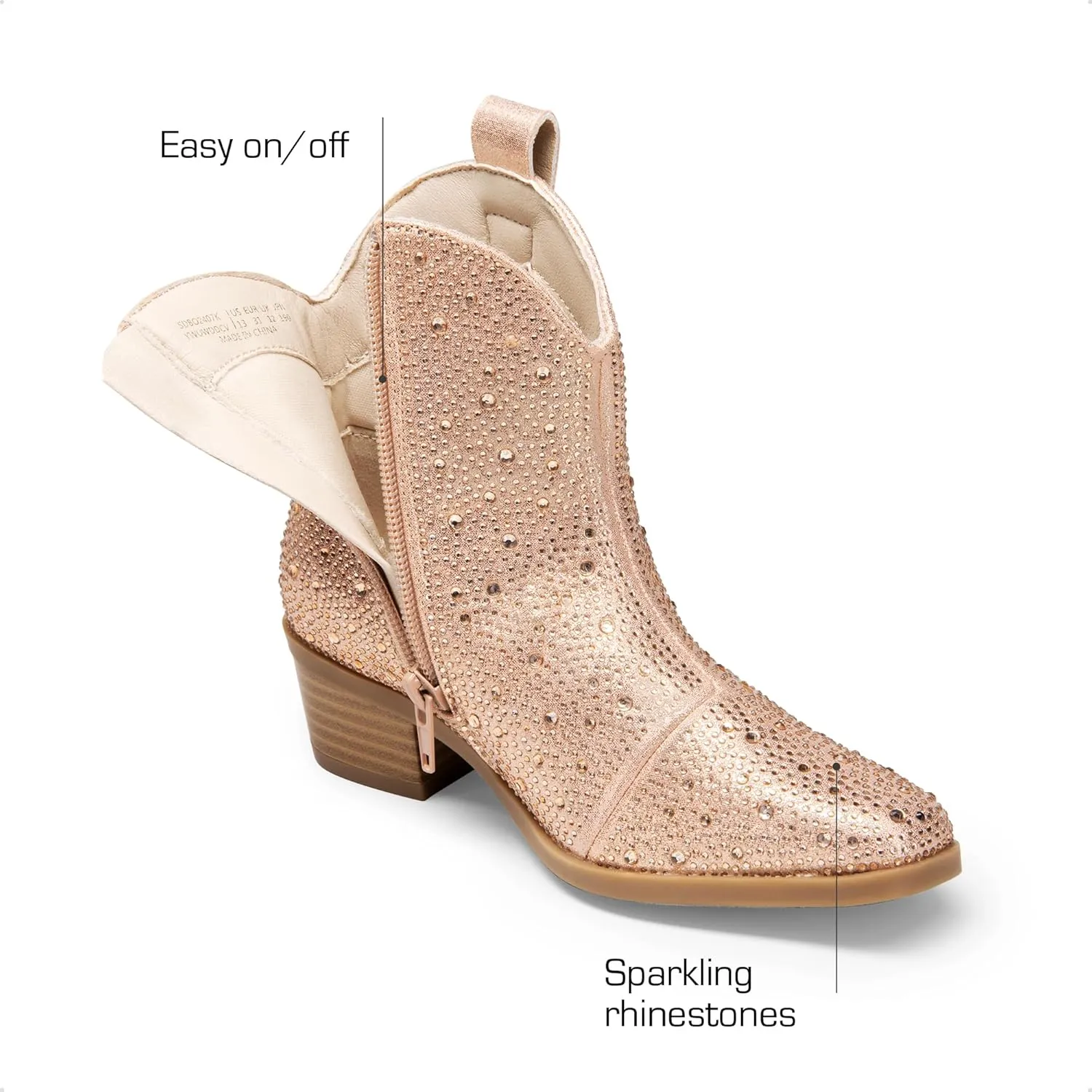 DREAM PAIRS Girls Cowgirl Cowboy Rhinestone Boots Ankle Low Heel Dress Booties