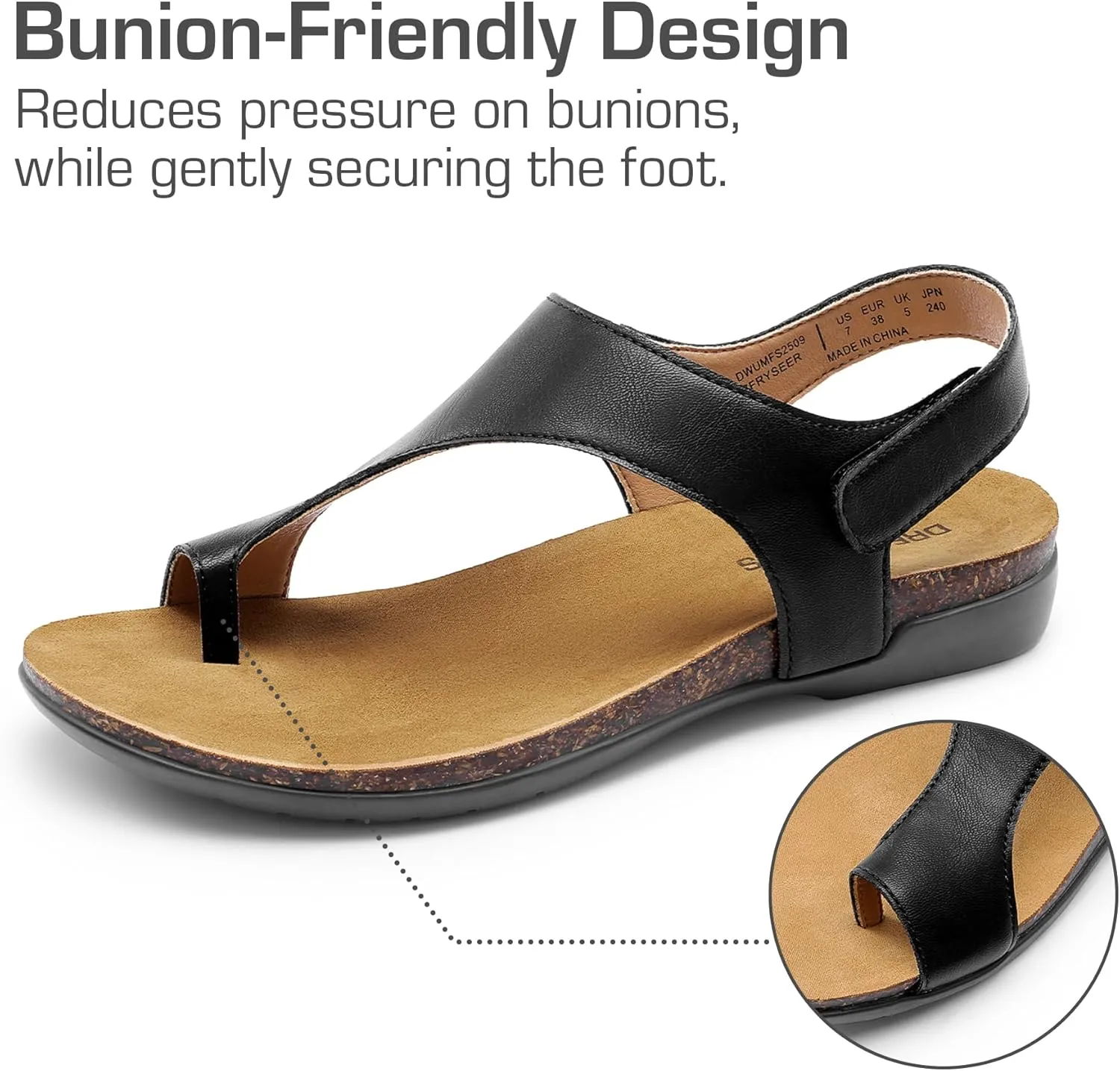 DREAM PAIRS Women's Comfortable Cork Footbed Arch Support Sandals Casual to Dressy Thong Walking Flat Sandals for Summer