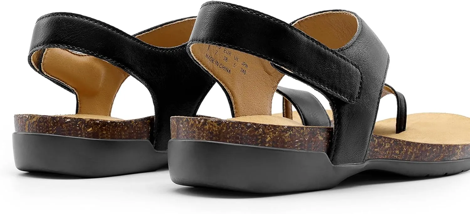 DREAM PAIRS Women's Comfortable Cork Footbed Arch Support Sandals Casual to Dressy Thong Walking Flat Sandals for Summer
