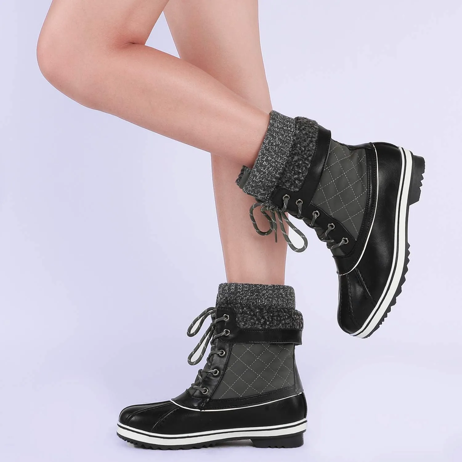 DREAM PAIRS Women's Mid Calf Waterproof Winter Snow Boots Monte