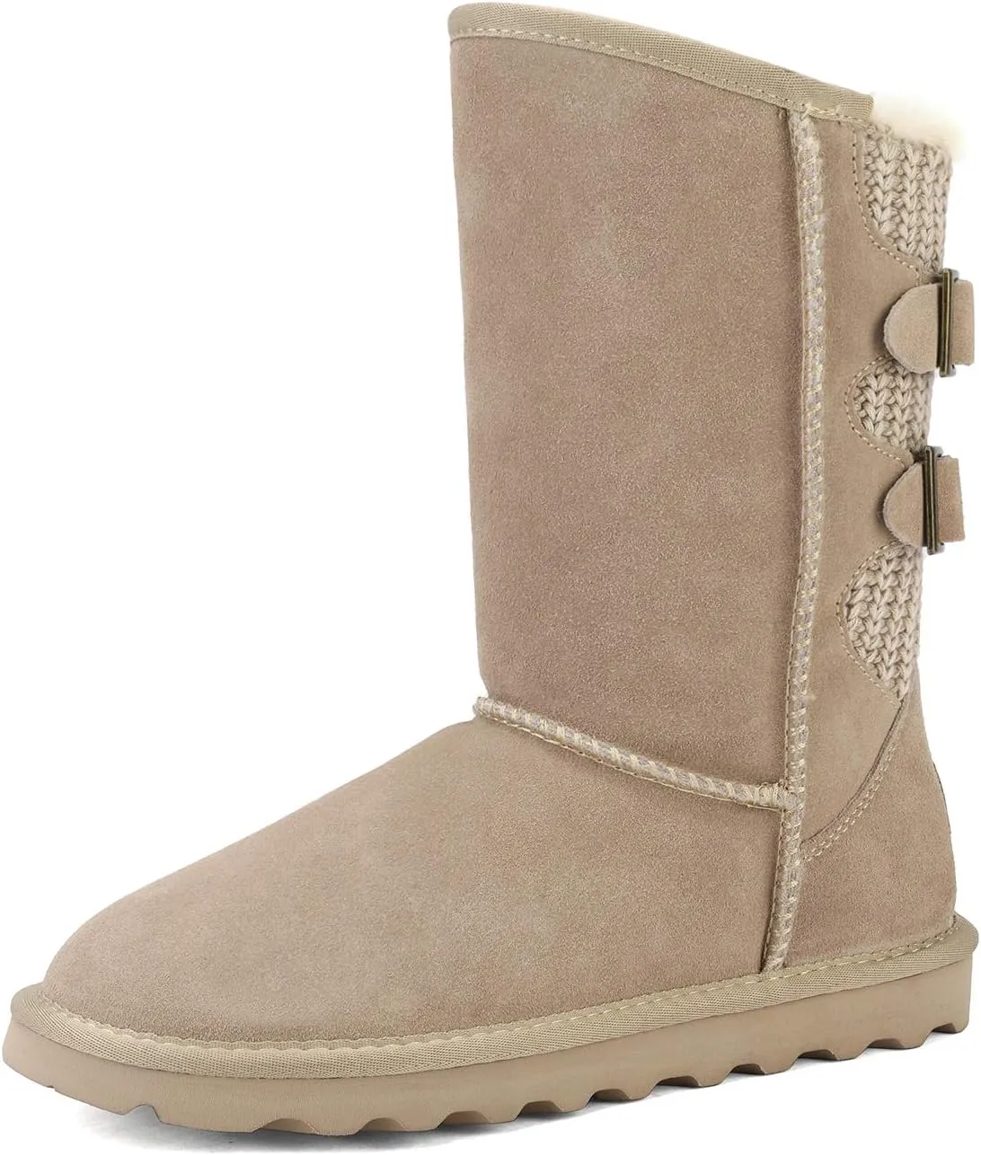 DREAM PAIRS Women's Mid Calf Winter Snow Boots Fashion FuzzyChic Buckle Booties