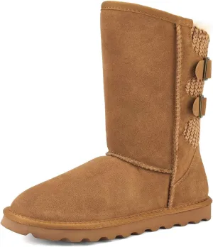 DREAM PAIRS Women's Mid Calf Winter Snow Boots Fashion FuzzyChic Buckle Booties