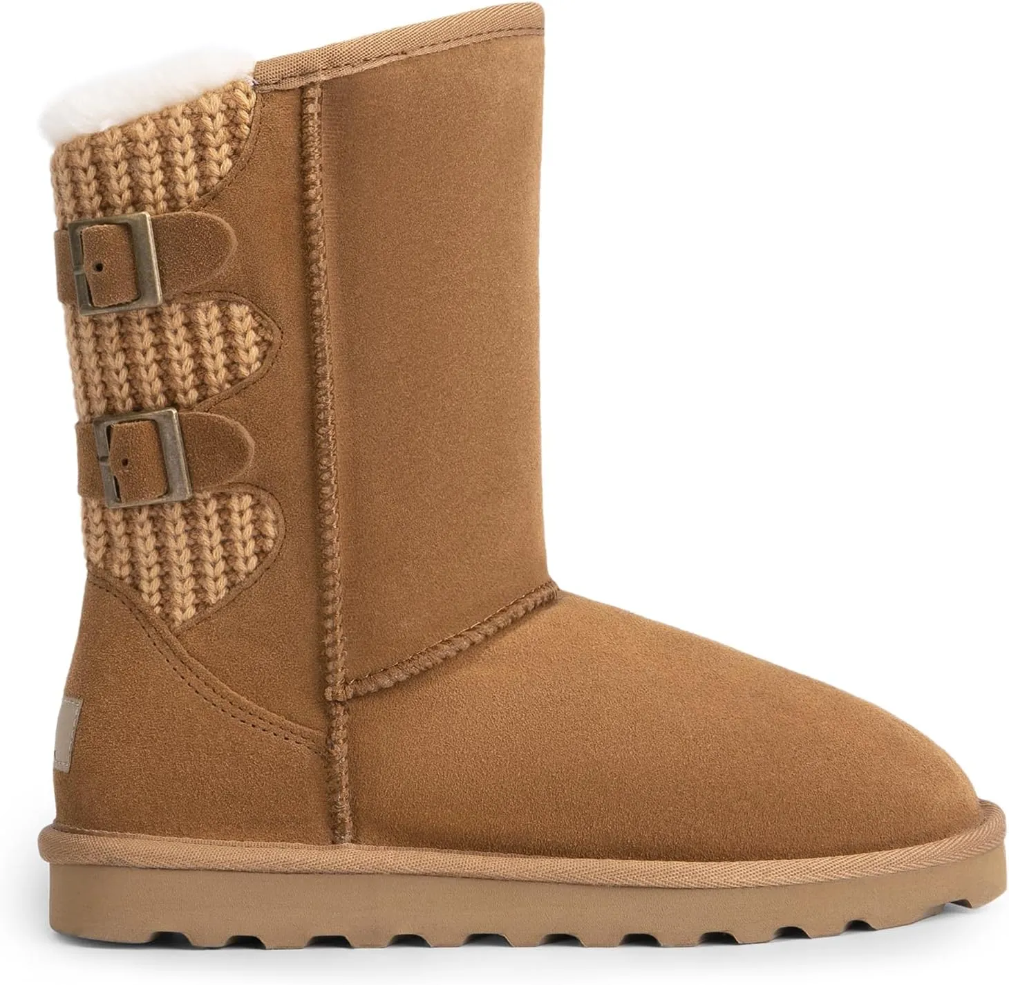 DREAM PAIRS Women's Mid Calf Winter Snow Boots Fashion FuzzyChic Buckle Booties