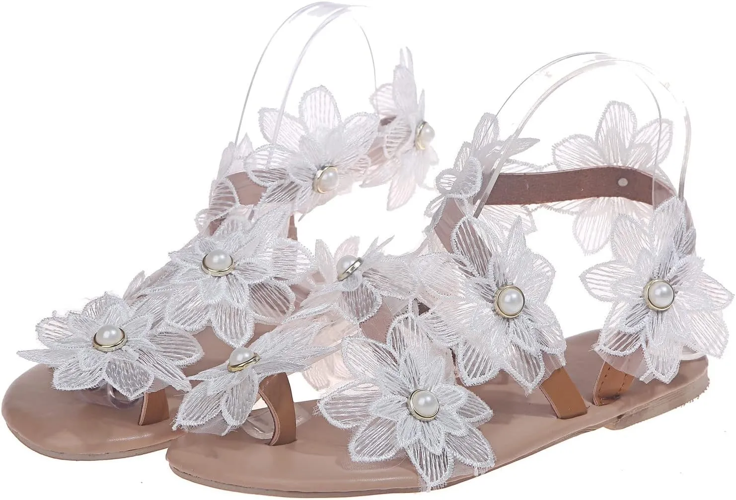 Dress Sandals for Women, Womens Sandals Bohemian Lace Sandals Summer Beach Flower Flat Sandals Open Toe Shoes