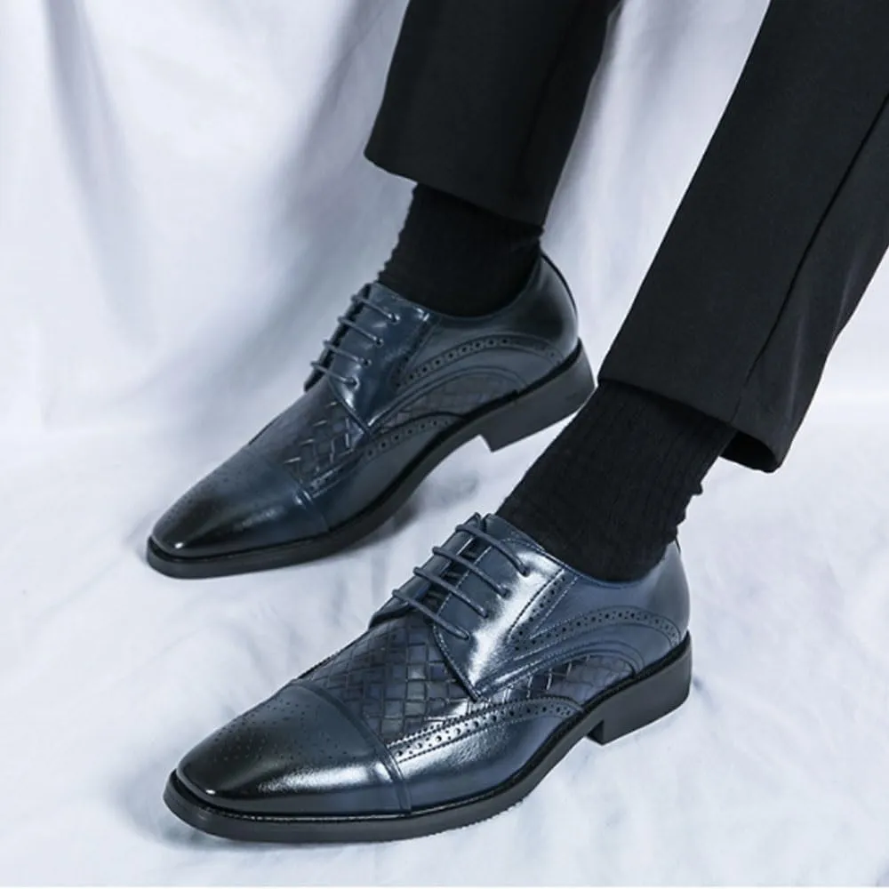 Dress Shoes for Men Lace Up Square Toe Brogue Embossed Shoes Brogue Business Luxury Men's Gentleman Leather Shoes Wedding Party Plus Size Shoes